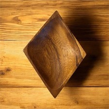 Small Brown Wood Smooth Modern Decorative Bowl