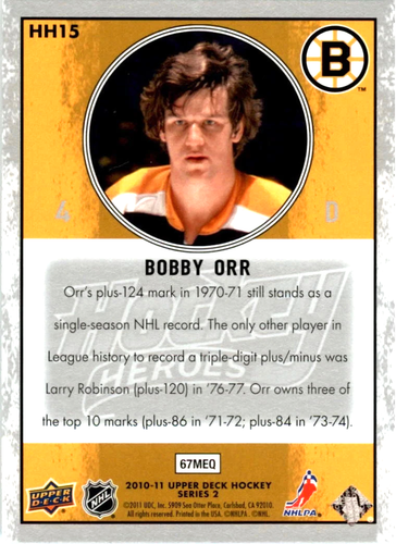 10 11 UPPER DECK HOCKEY HEROES BOBBY ORR HH15 BRUINS - Bild 2 von 2