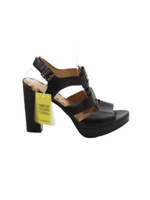 Nine West Damen-Heels UK 9 schwarz 100 % Leder Plateau