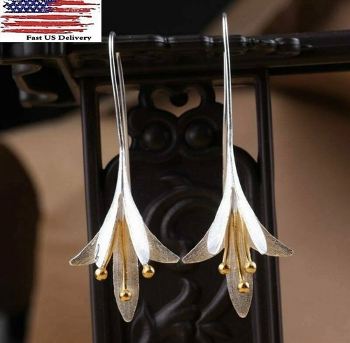 Elegant Flower 925 Silver Drop Earring Women Jewelry Gift A Pair A8