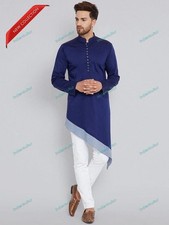 Indian Clothing Fashion Shirt Mens Short Kurta Cotton Traditional Dress Kurta