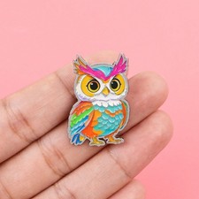 Colourful Owl Enamel Pin Cute Bird Brooch Badge Gift 🇬🇧