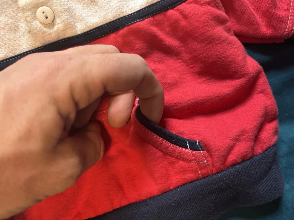 Винтажная толстовка с капюшоном Wilson детский размер 12 месяцев цветной блок красный серый синий - Изображение 4 из 4