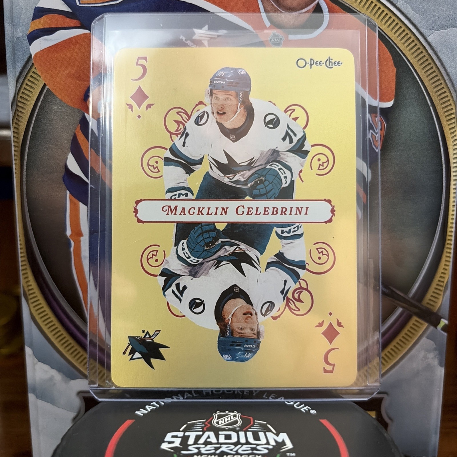 Macklin Celebrini #5-DIAMONDS Hockey Cards 2025 O-Pee-Chee Playing Card trading card — raw and PSA graded price guide
