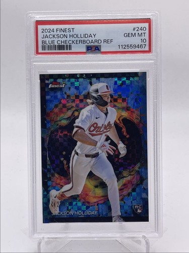 JACKSON HOLLIDAY 2024 TOPPS FINEST RARE ROOKIE BLUE CHECKER RC /49 PSA 10 Q0902