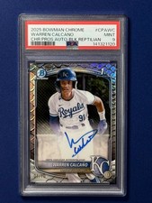 2025 Bowman Chrome Prospects Warren Calcano #CPAWC Black Reptilian 01/10 PSA 9