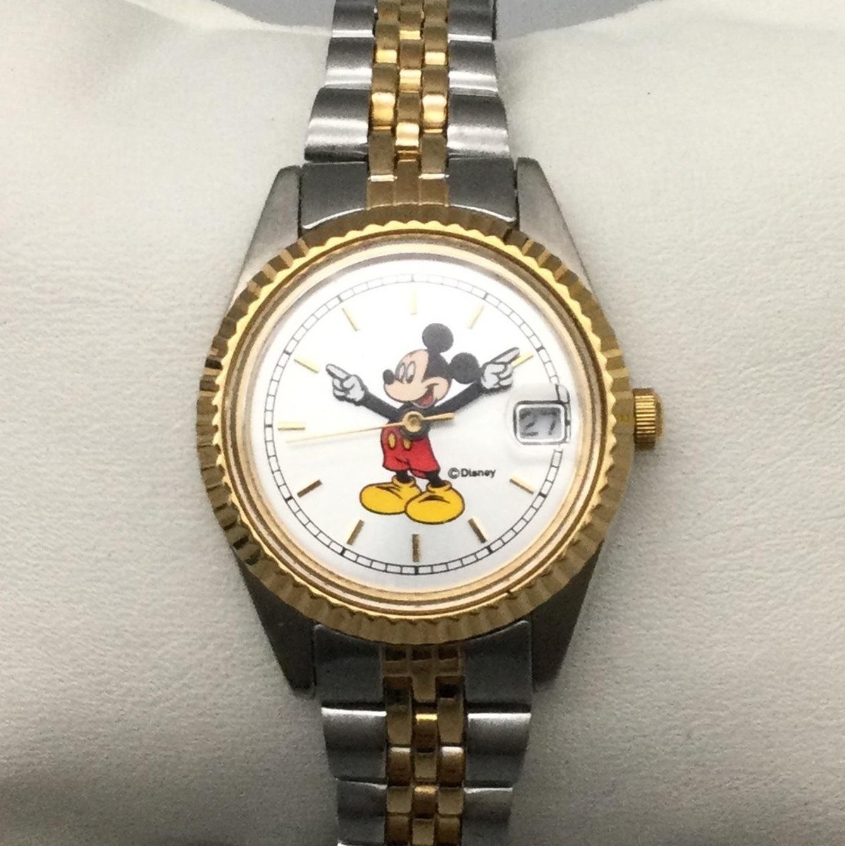 Disney Womens Watch 24mm Mickey Mouse Two Tone Date New Battery