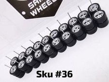 10 Set Samed Wheels Chrome 12mm Rim Plain Black Tire 36