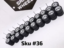 10 SET Samed Wheels Chrome 12mm rim plain black tire #36