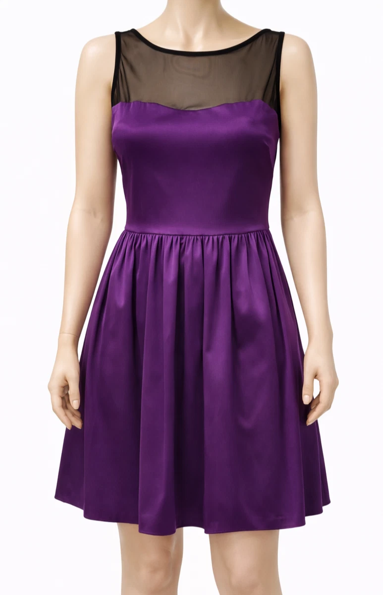 knee length elegant purple dress Sparkly Spaghetti Strap Short A Line Prom Dress