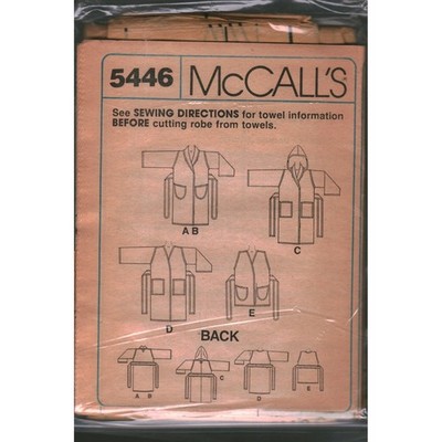Vintage McCalls 5446 Sewing Pattern Women Hooded Robe CoverUp Towel Robe Pattern