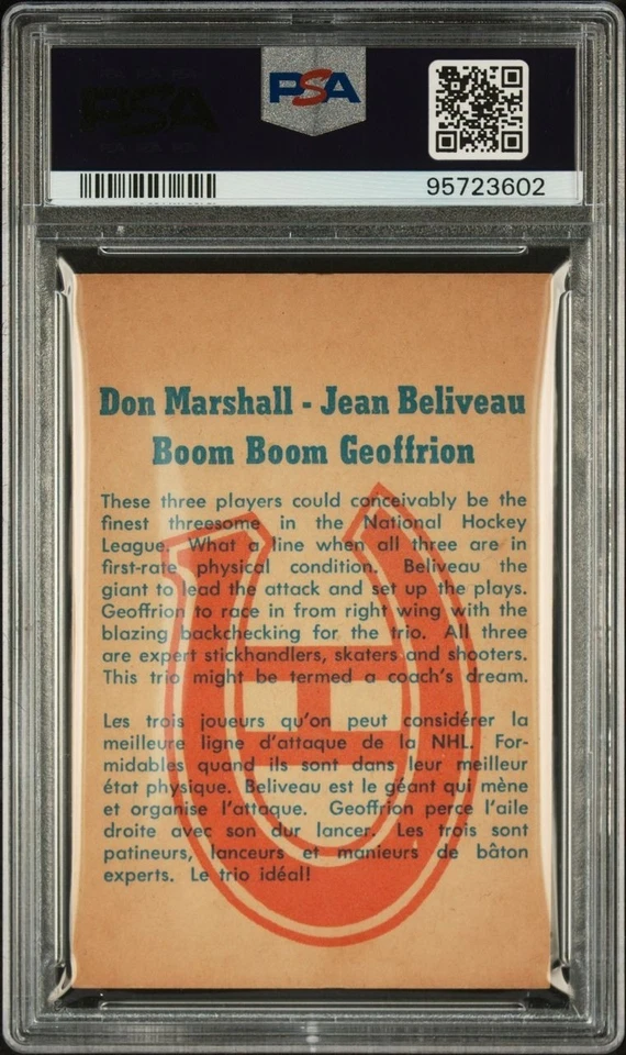 1960-61 Parkhurst Jean Beliveau Boom Boom Geoffrion HOF #59 PSA 8 NM-MT (ST) - Image 2 of 2
