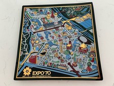 Osaka 1970 Japan World Expo 70 Rare Panorama Souvenir Glass Dish 8” Square