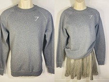 Gymshark Sweater Men s Small Gray Crest Long Sleeve Pullover Stretch Gym Yoga