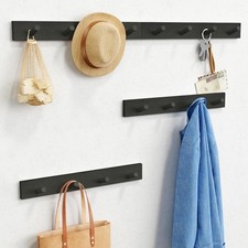 Black Coat Rack Wall Mount 4-Pack, Rustic Farmhouse Coat Hooks for Wall, Vertica