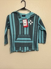 Kids Baja Hoodie New Mexico Size 10 -12 Turquoise/ Black