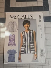 7390 McCall's Semi Fitted Pullover Top Misses' Size 6-14 Uncut Sewing Pattern