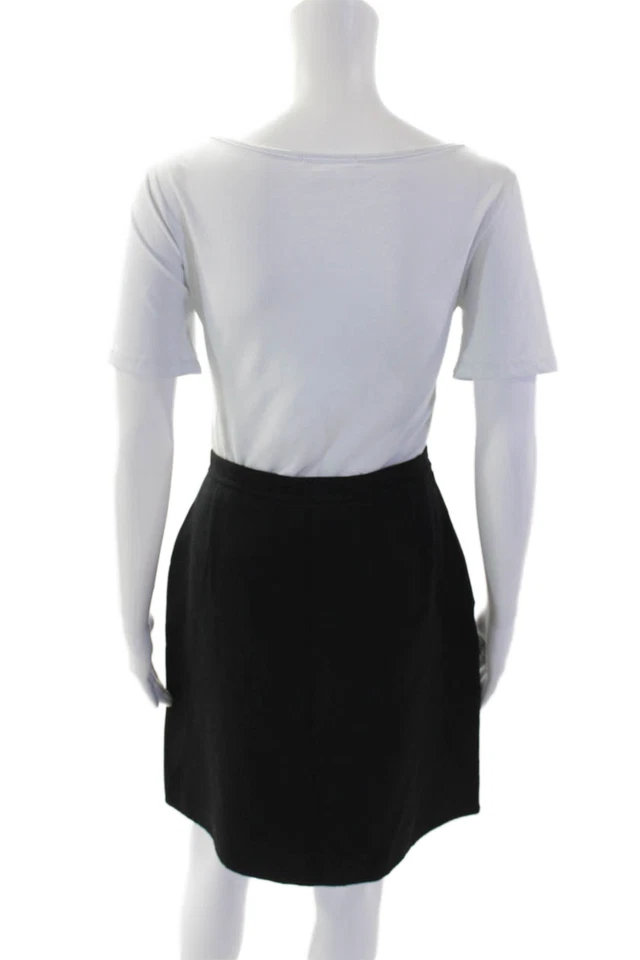 Tse 女式羊毛纯色平底前膝裙黑色 8 码 — 第 3/4 张图片