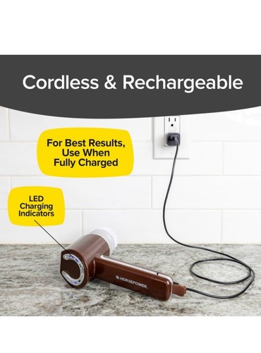 Horsepower Electric Power Scrubber, Waterproof, Spins 350 RPM, 5 Brush Heads,... - Picture 3 of 8