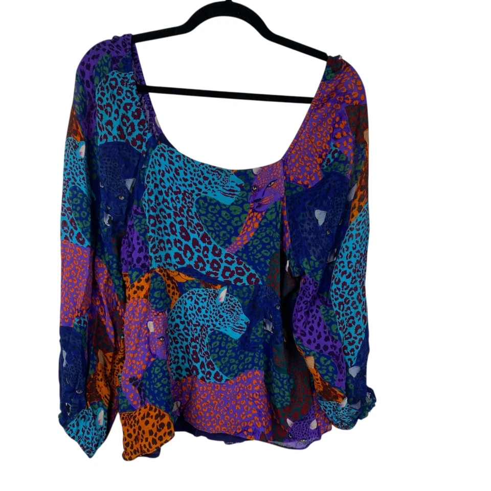 Blusa para mujer Farm Rio Katalina leopardo mafia esposa yate colorida talla XL Foto 2 de 4