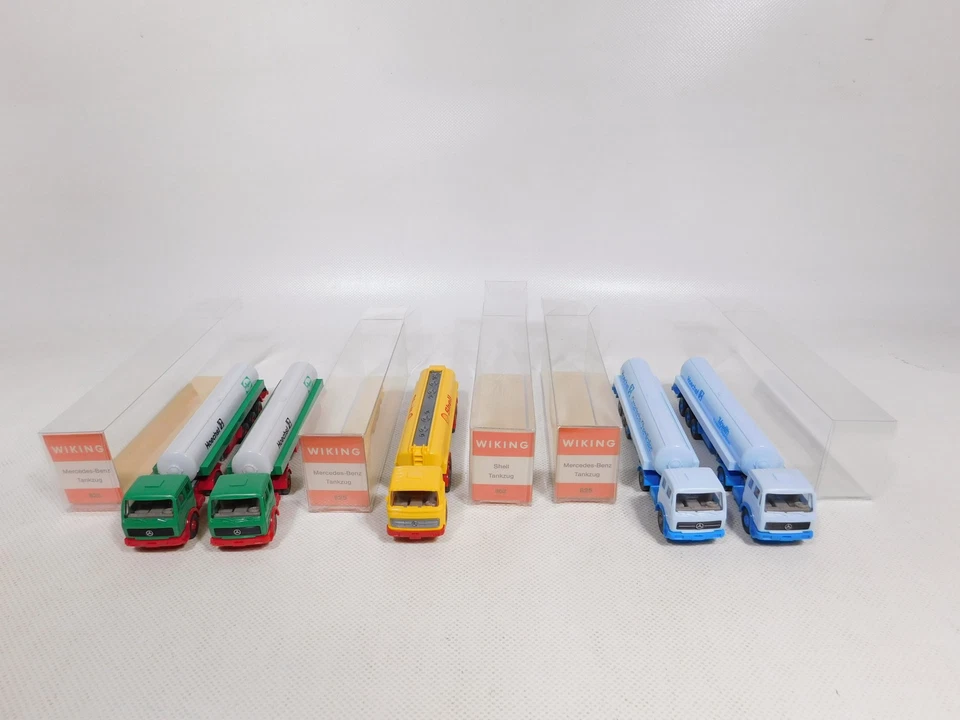 5x wiking H0 1:87 Camion Cisterna Autocarro MB 802 Shell 825 Massimo Mint + 4x - Immagine 4 di 4