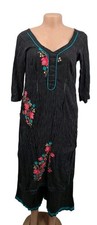 Floral Embroidered Black Kurta Palazzo Set Stripe V-Neck Women S Ethnic Boho
