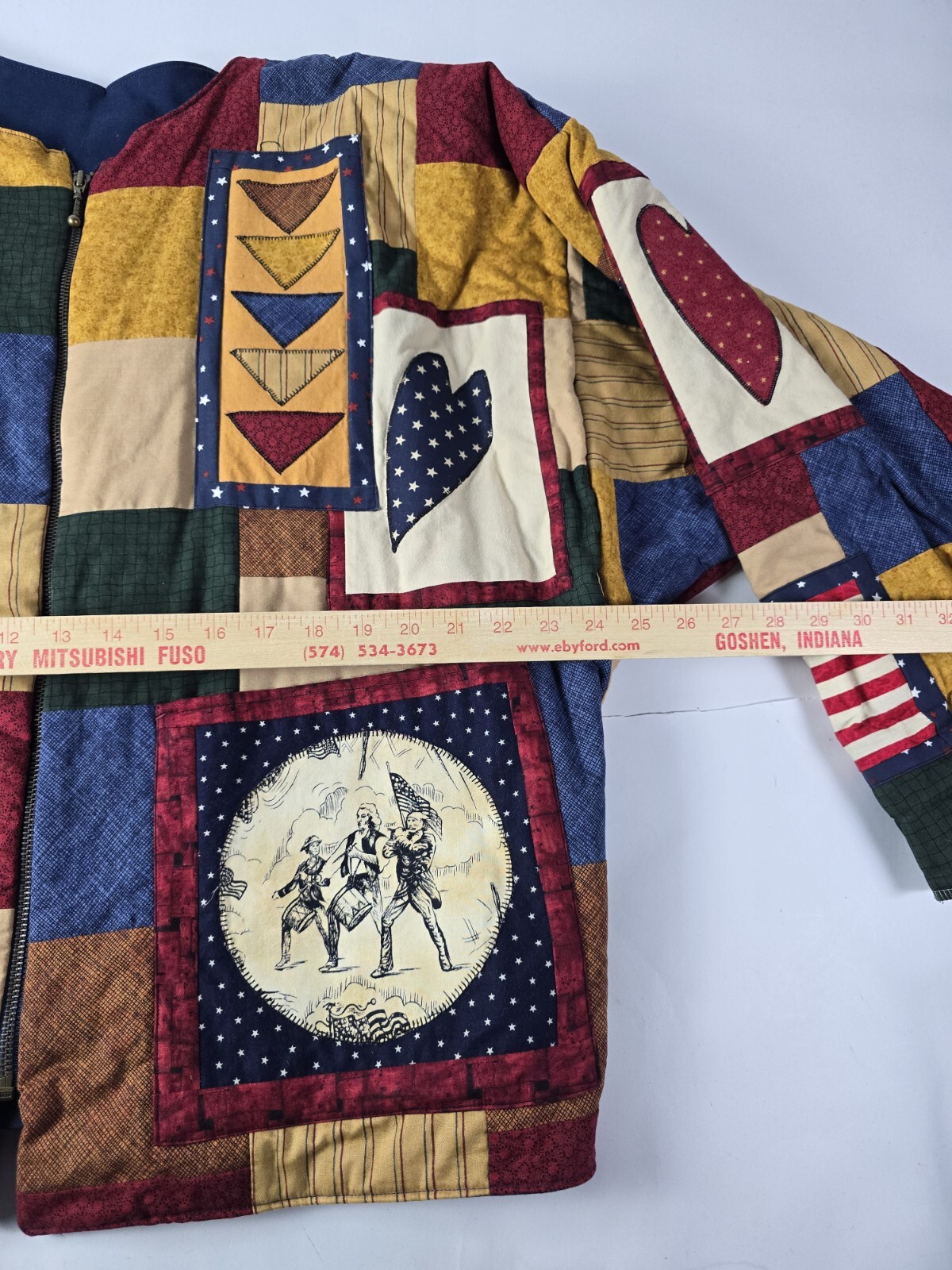 Vintage Quilted Patchwork Chore Jacket XL Red/Whi… - image 15