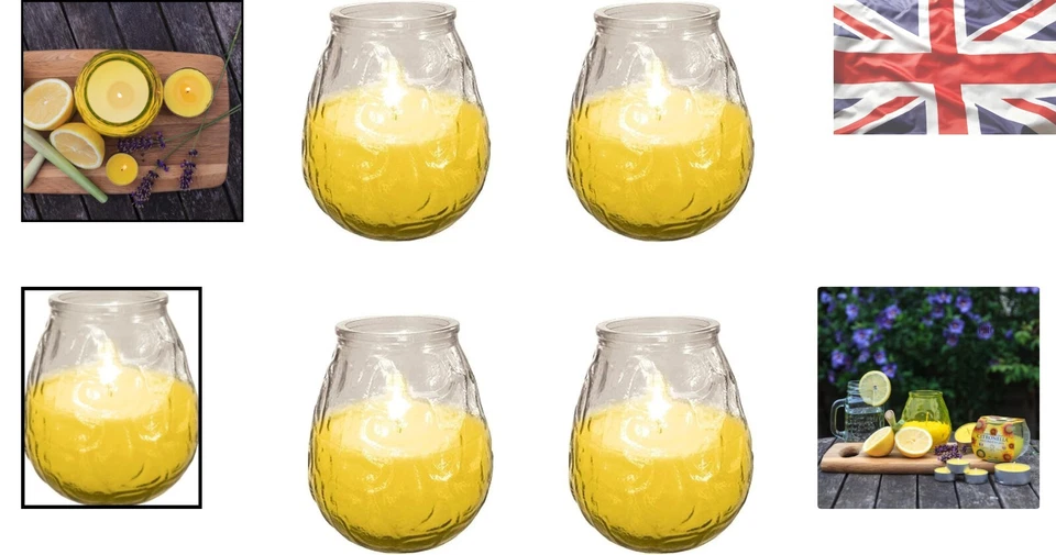 Set of 4 Citronella Candles - Ideal for Outdoor BBQs and Picnics, Yellow Beauty - Image 2 of 4