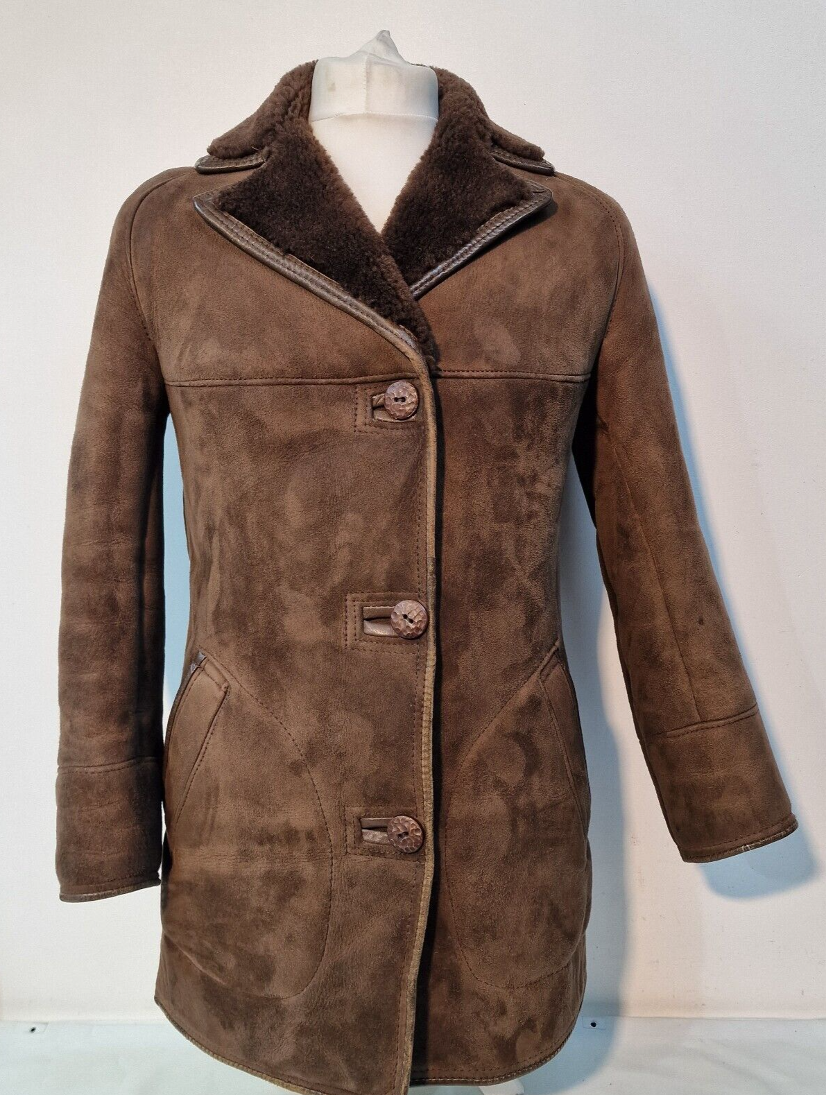 ALTRA Cappotto donna HeaTona vera pelle di pecora taglia 10 pelle di agnello made in England. Vintage