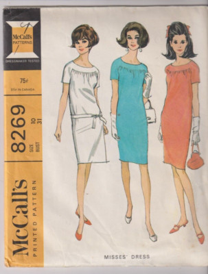 8269 McCALLS c.1966 - DRESS w Gathered Front - Sz 10 B 31''