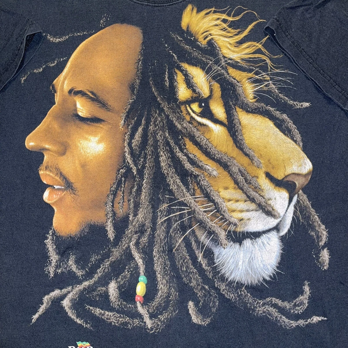 Vintage Bob Marley Lion Zion Crew Tee Shirt T-Shirt Men's L Large