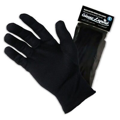 dress cotton gloves 6 Pairs - 100% Black Cotton Marching Parade Formal Dress Gloves - Large