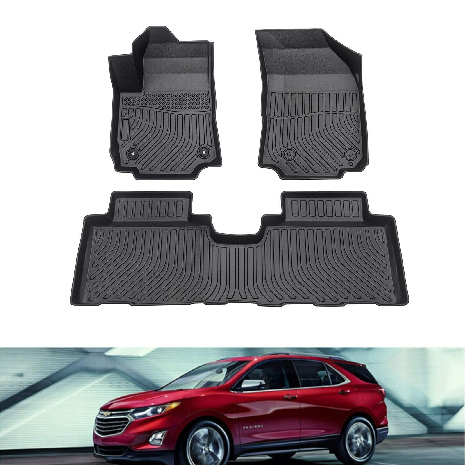 All-Weather Floor Mats for Chevy Equinox 2018-2023 Terrain 2 Row Front + Rear