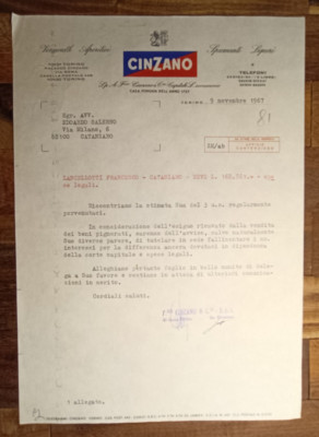 Torino 60/70 Jahre Cinzano Commercial Invoice Werbung - Nr. 81