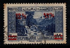 Lebanon 1938 Landscape surcharge 12p 50 on 7p 50 blue SG246 Used see note