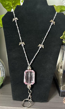 Breast Cancer Badge ID Holder Lanyard Made with Glass, Swarovski Crystal Beads