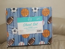 Kute Kids 4-Piece Athletes Stripe Geometric Microfiber Full Sheet Set