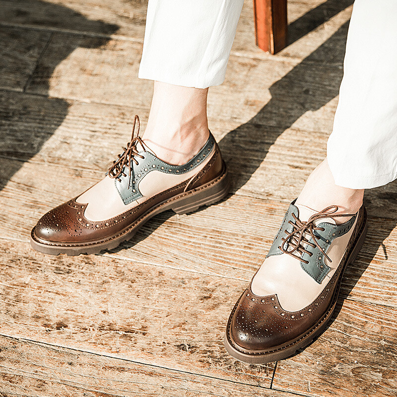 SAOLA Scarpe eleganti formali stile britannico intagliate da uomo in vera pelle stringate punta ala brogue