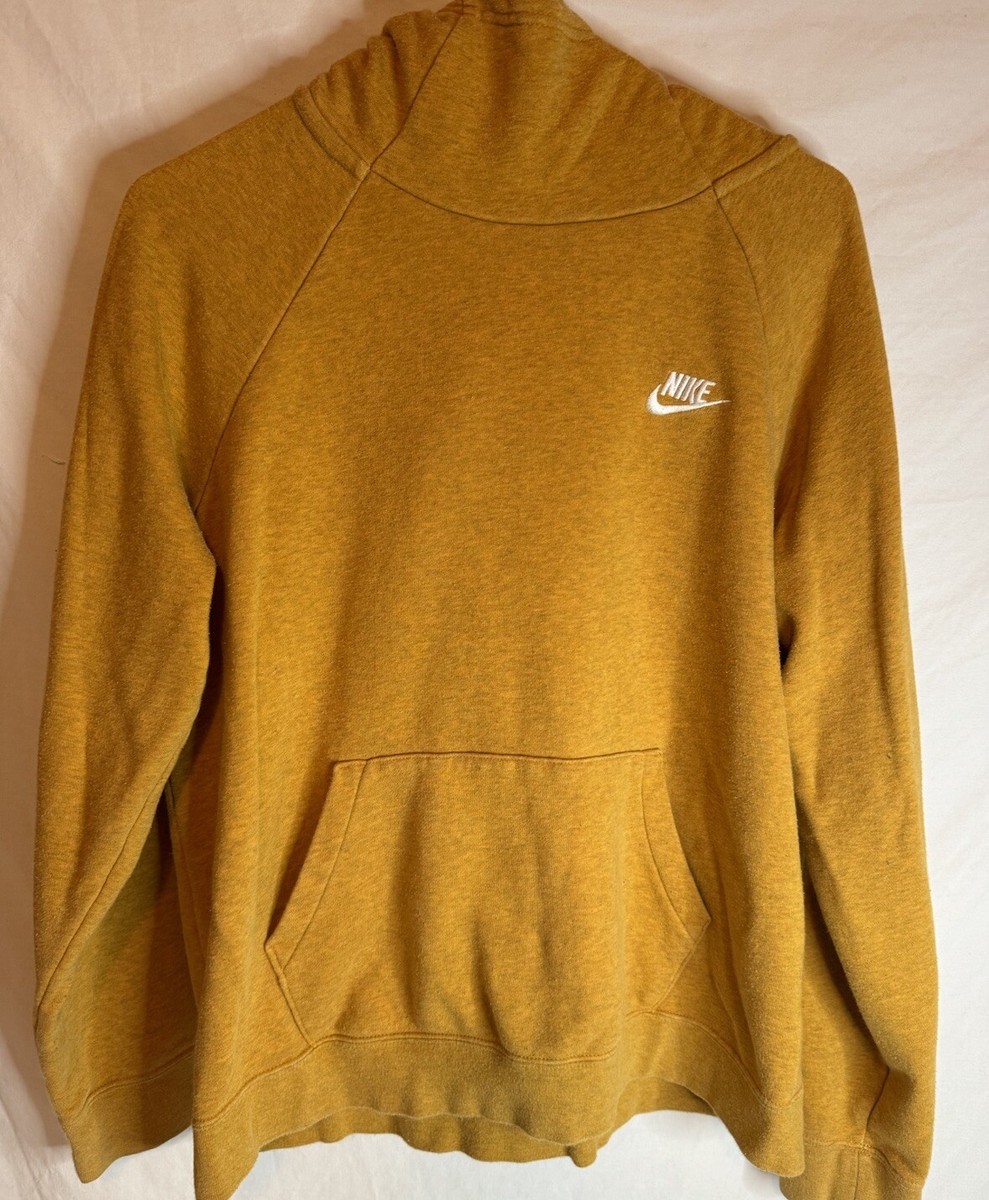 Nike Hoodie Sweatshirt Womens Size Large Mustard Yellow Kangaroo