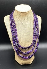 JAY KING DRT-Sterling Silver Chunky Heavy Amethyst Nugget Triple Strand Necklace