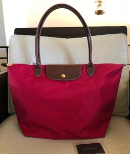 Details About Nwt Longchamp Le Pliage Nylon Large Long Handle Shoulder Tote Handbag Deep Red