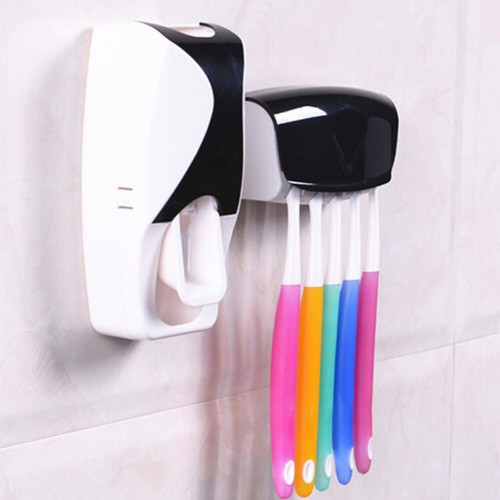 5 Toothbrush Holder Set Automatic Toothpaste Dispenser SqueezerStand Handfree - Picture 5 of 9