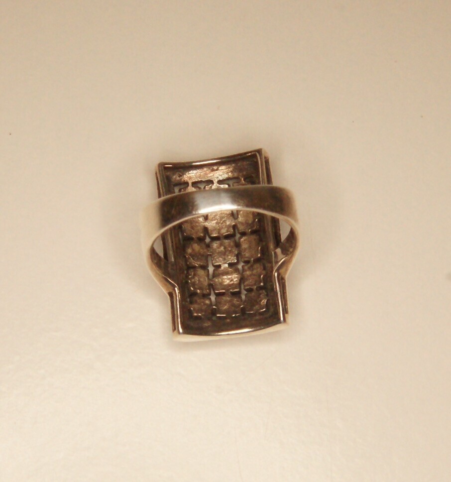 Sterling Silver Large Rectangle Marcasite Pave Ri… - image 8