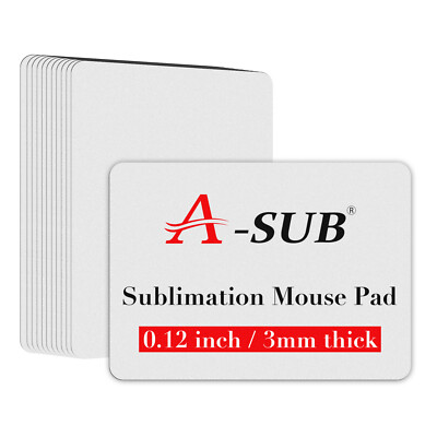 A-SUB Sublimation Mouse Pad 9.4''x7.9''x0.12'' Thick White Gaming Mouse Pad 11PK