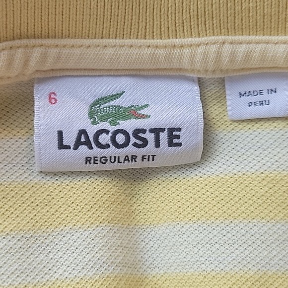 LACOSTE yellow stripe polo shirt Men's size 6 (XL) | eBay