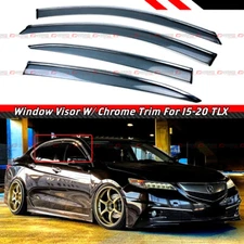 FOR 2015-2020 ACURA TLX CHROME TRIM WINDOW VISOR RAIN GUARD DEFLECTOR W/ CLIPS