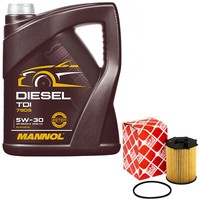 MotoröL Set 5W-30 5 Liter + ÖLfilter 172618 FüR Citroen Jumpy Peugeot Expert 1.6