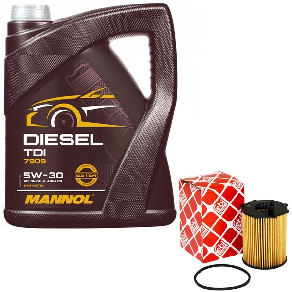 MotoröL Set 5W-30 5 Liter + ÖLfilter 172618 FüR Citroen Jumpy Peugeot Expert 1.6-image