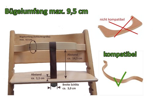 Öko Lederriemen Hochstuhl für Stokke Tripp Trapp uvm Schrittgurt für Frontbügel - Bild 2 von 20