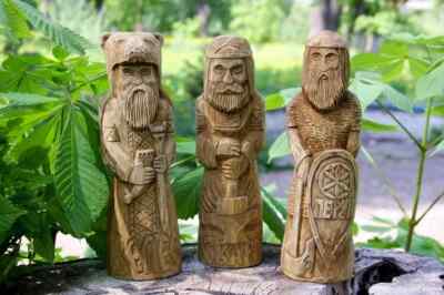 10'' Perun Veles Svarog - Statue Slavic God Carved Figure Wood Handmade Exclusive